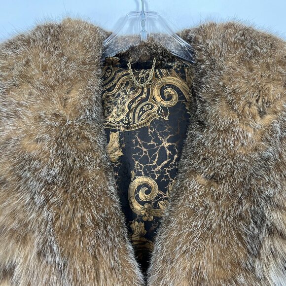 Elegant SHEARED MINK fur coat luxe collar off-white ivory Women Medium 42" 1453 - Picture 3 of 5